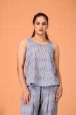 Dhara Yoga Top- Ikat Blue