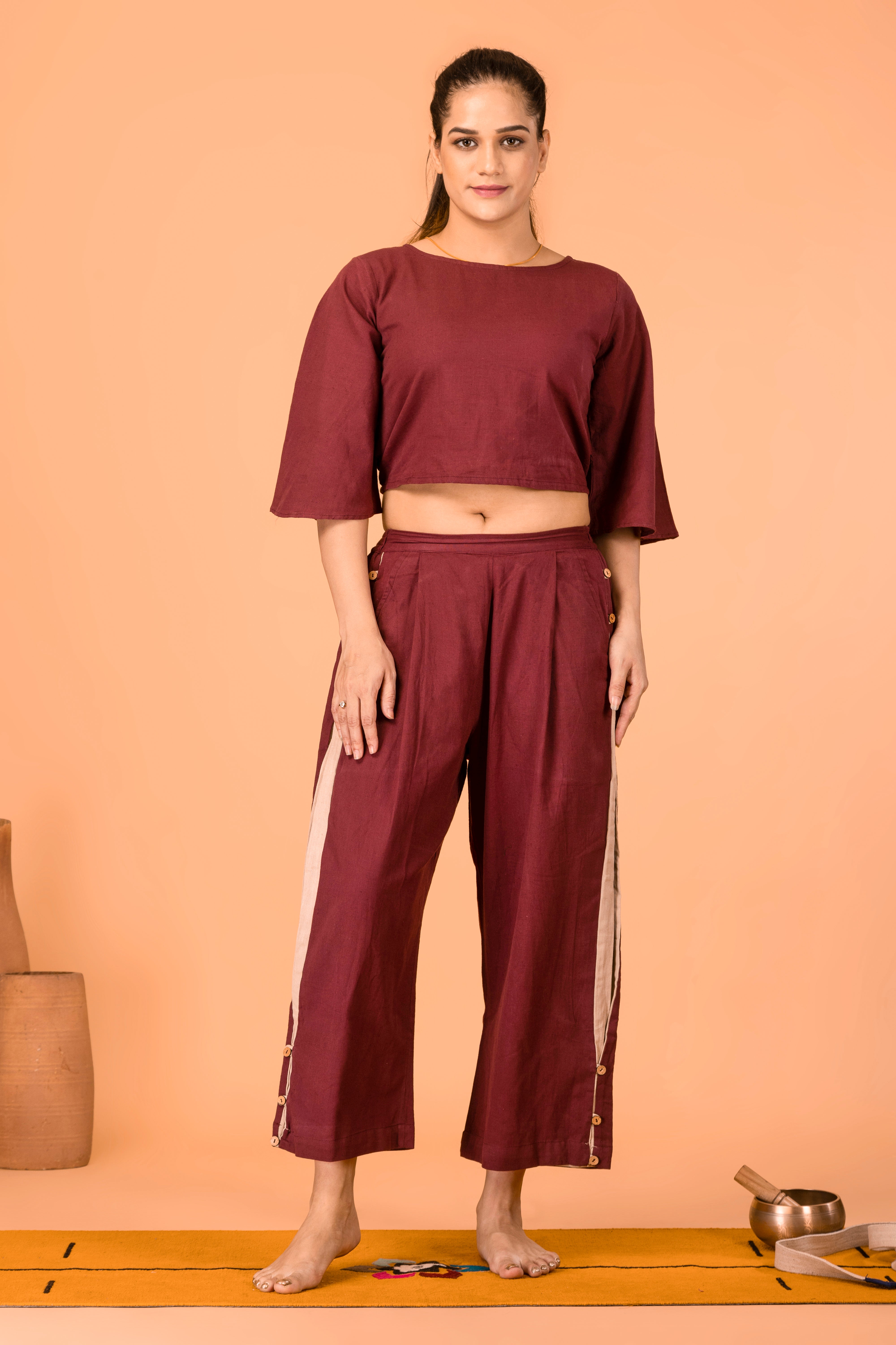 Tula Yoga Set- Beige Maroon