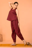 Dhara Complete Women Cotton Yoga Set | Maroon