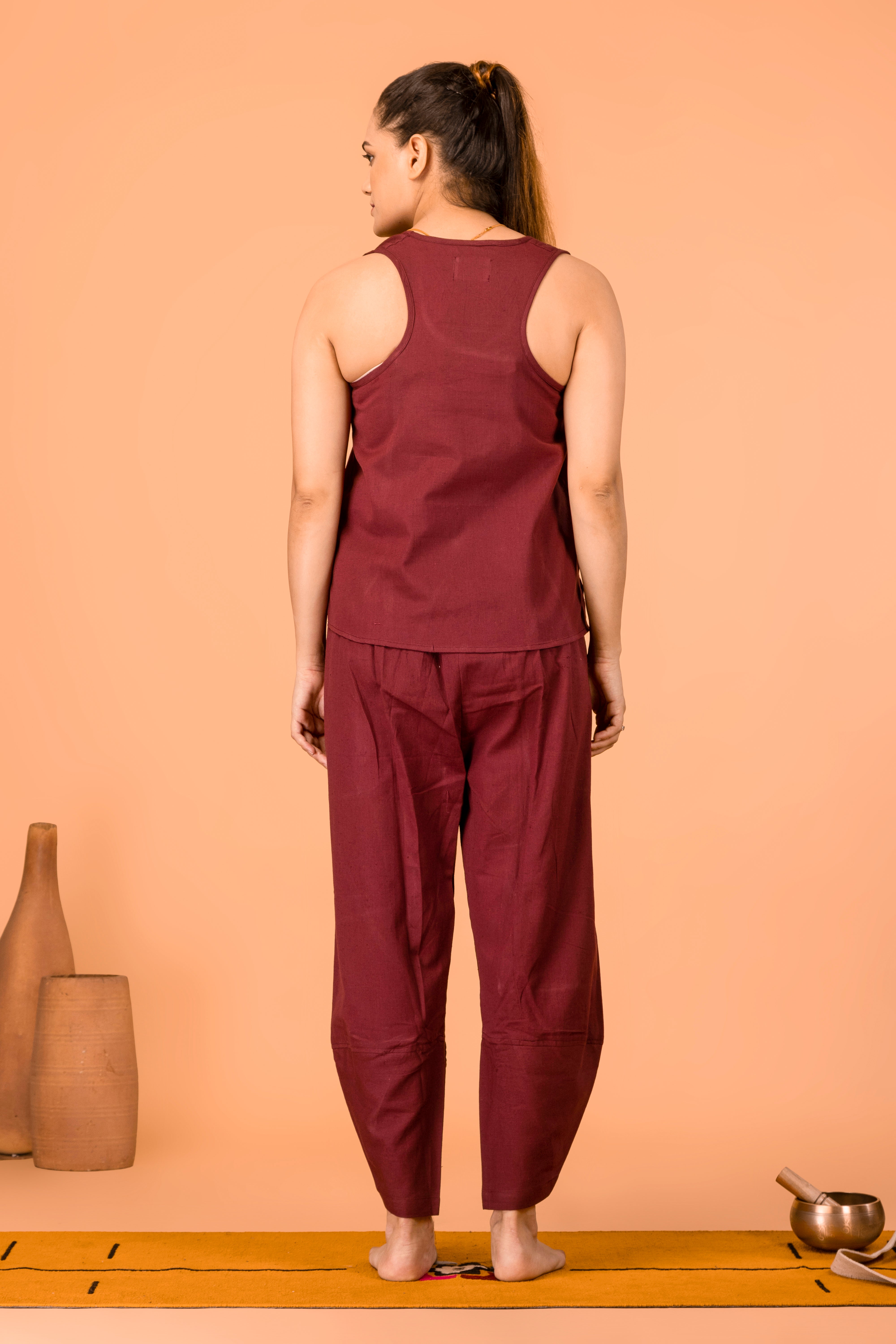 Dhara Complete Women Cotton Yoga Set | Maroon