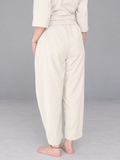 Yogini 100% Cotton Yoga Set with Barrel Pant and Henley Top | Off White