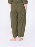 Yogini 100% Cotton Yoga Set with Barrel Pant and Henley Top | Olive