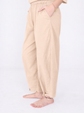 Yogini 100% Cotton Yoga Set with Barrel Pant and Henley Top | Beige