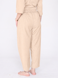 Yogini 100% Cotton Yoga Set with Barrel Pant and Henley Top | Beige