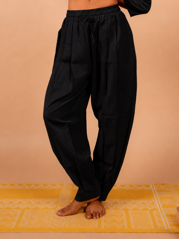 Cotton Yoga Baggy Pants for Women- Black | Aarohi