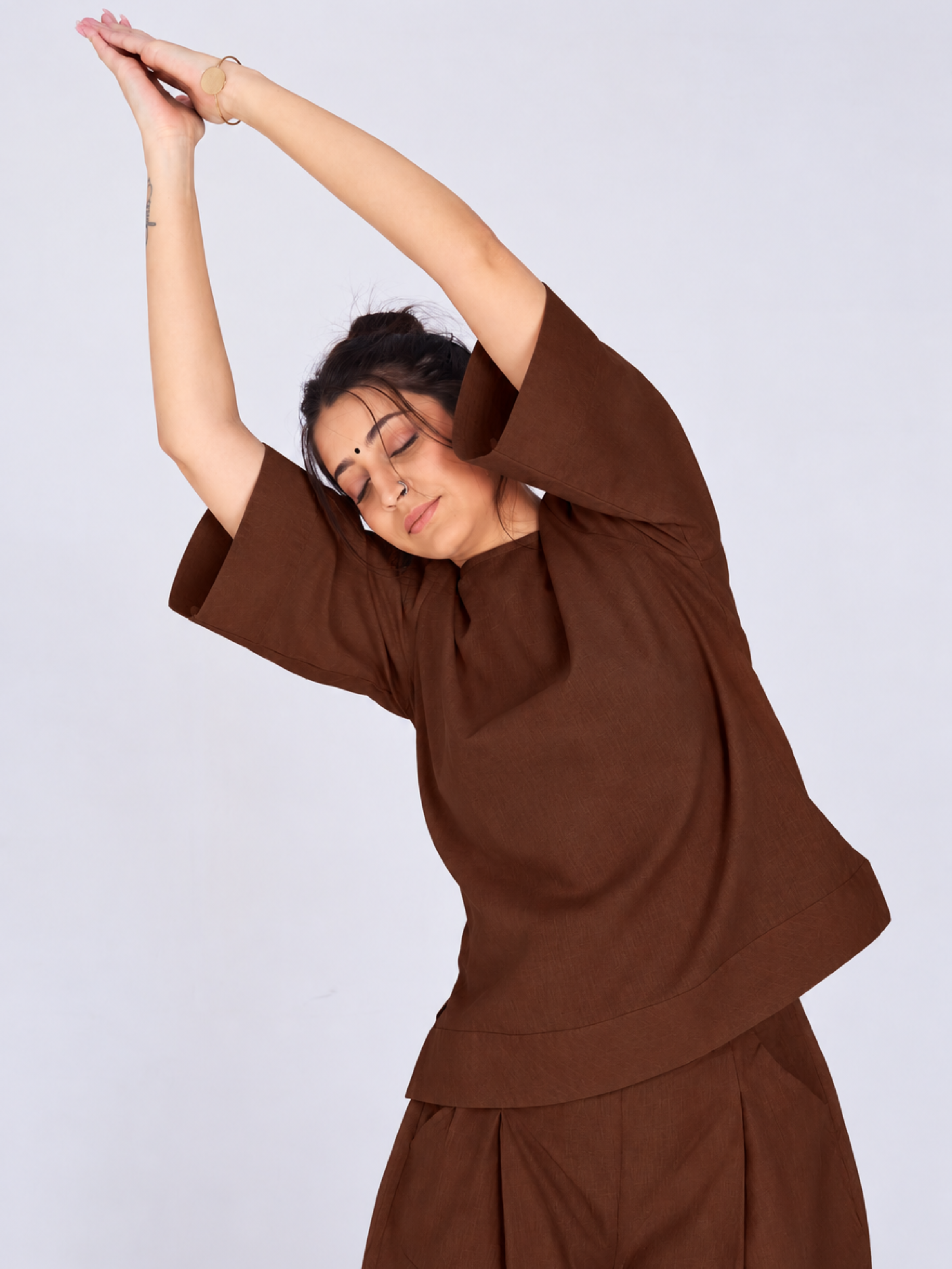 Shakti 2.0 Complete Women Cotton Yoga Set| Chocolate Brown