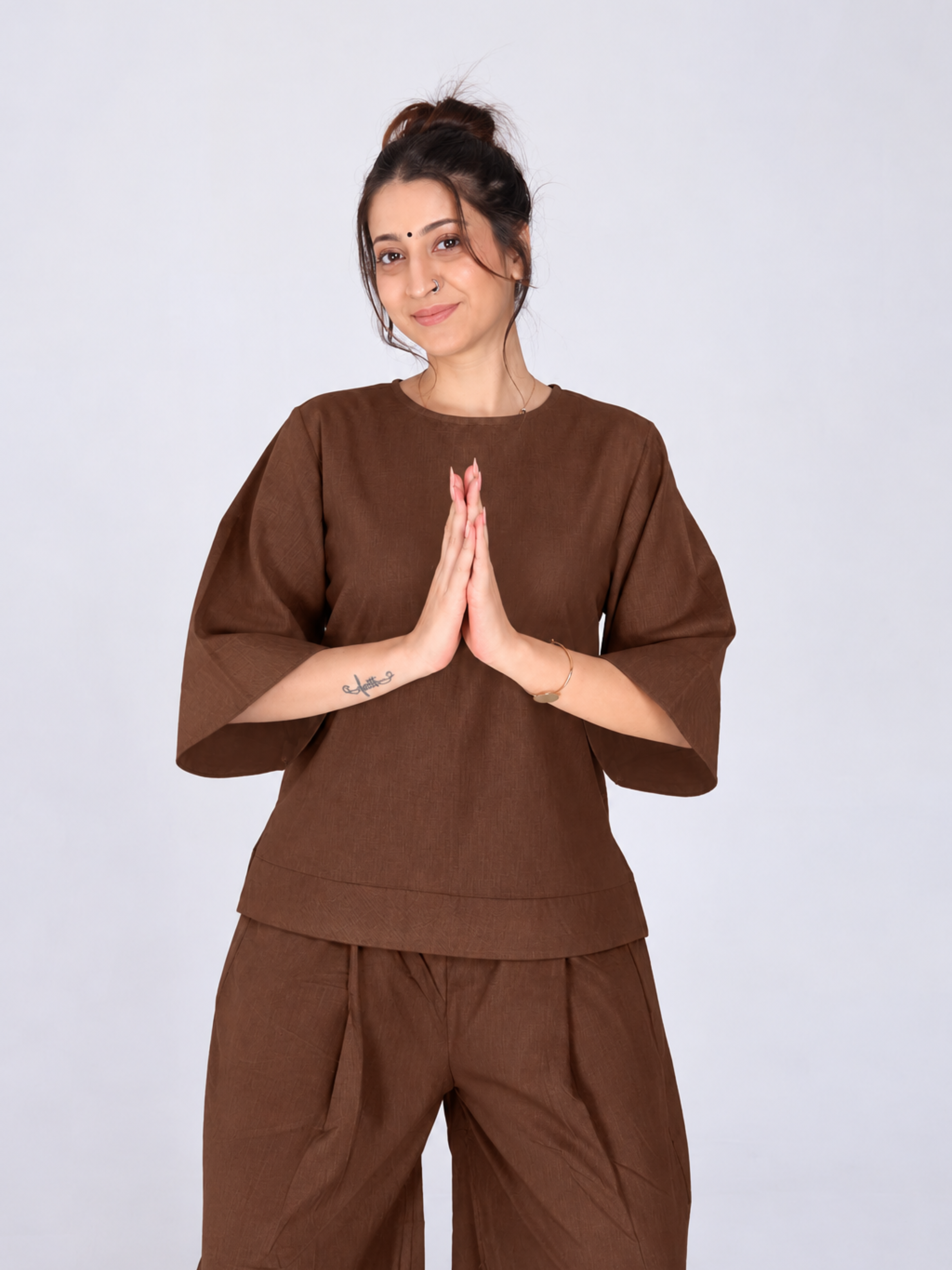 Shakti 2.0 Complete Women Cotton Yoga Set| Chocolate Brown