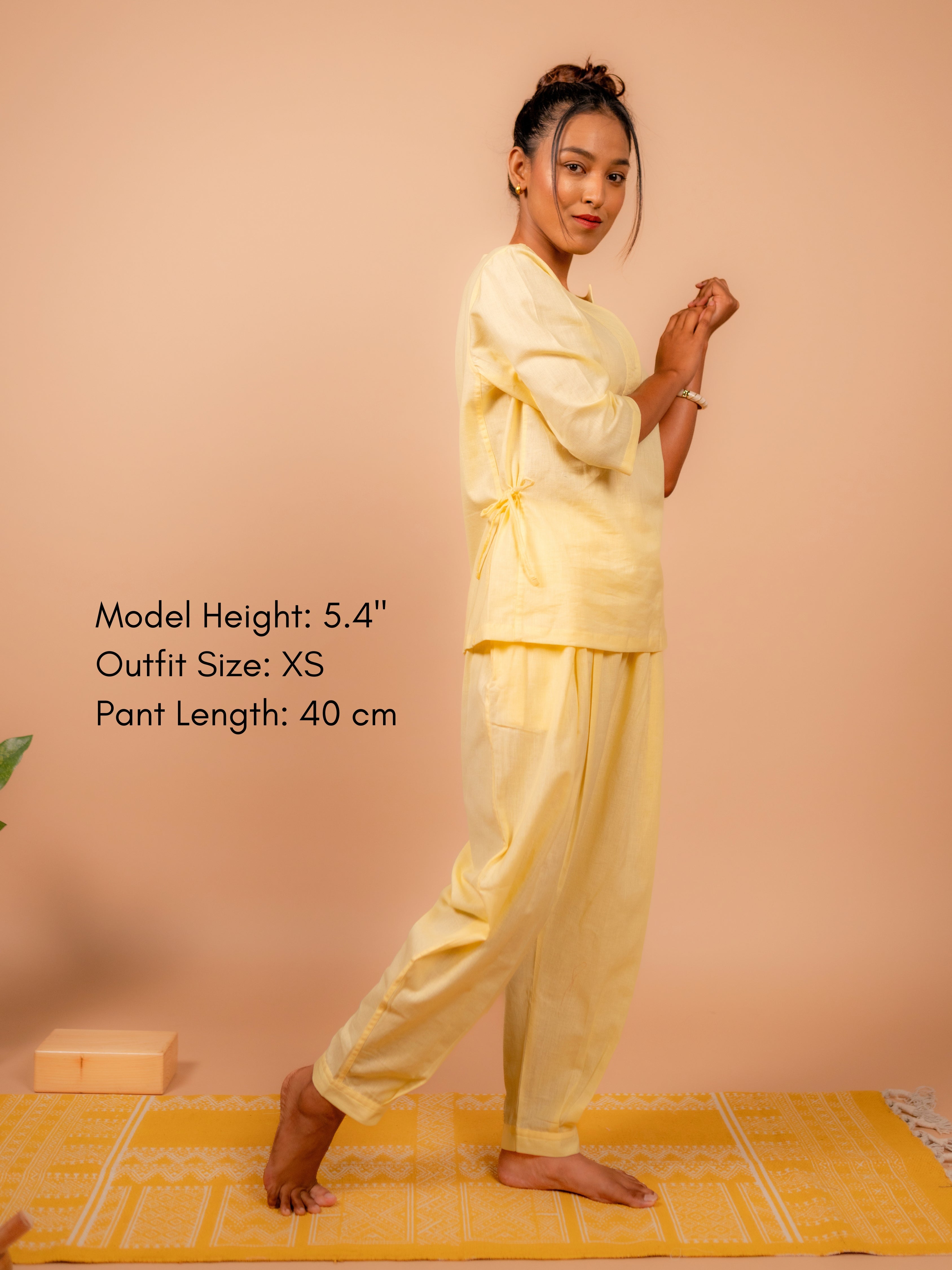Cotton Yoga Baggy Pants for Women- Butter Yellow | Aarohi