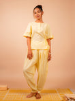 Cotton Yoga Co-ord Set for Women- Butter Yellow | Ira