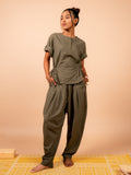 Cotton Yoga Co-ord Set for Women- Olive Green | Ira