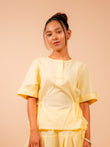 Cotton Yoga half Sleeves Top for Women- Butter Yellow | Ira
