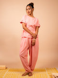 Cotton Yoga Co-ord Set for Women- Peach | Ira