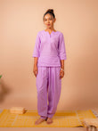 Cotton Yoga Co-ord Set for Women- Lavender | Aarohi