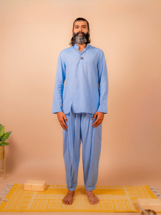 Cotton Yoga Set for Men- Powder Blue | Tejas