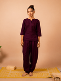 Cotton Yoga Baggy Pants for Women- Plum | Aarohi