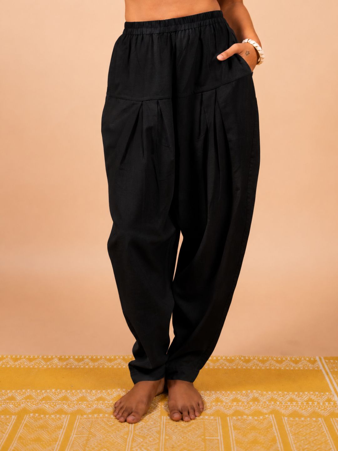 Ira Women Cotton Yoga Baggy Pant | Black
