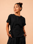 Cotton Yoga half Sleeves Top for Women- Black | Ira