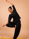Cotton Yoga Top for Women- Black | Aarohi