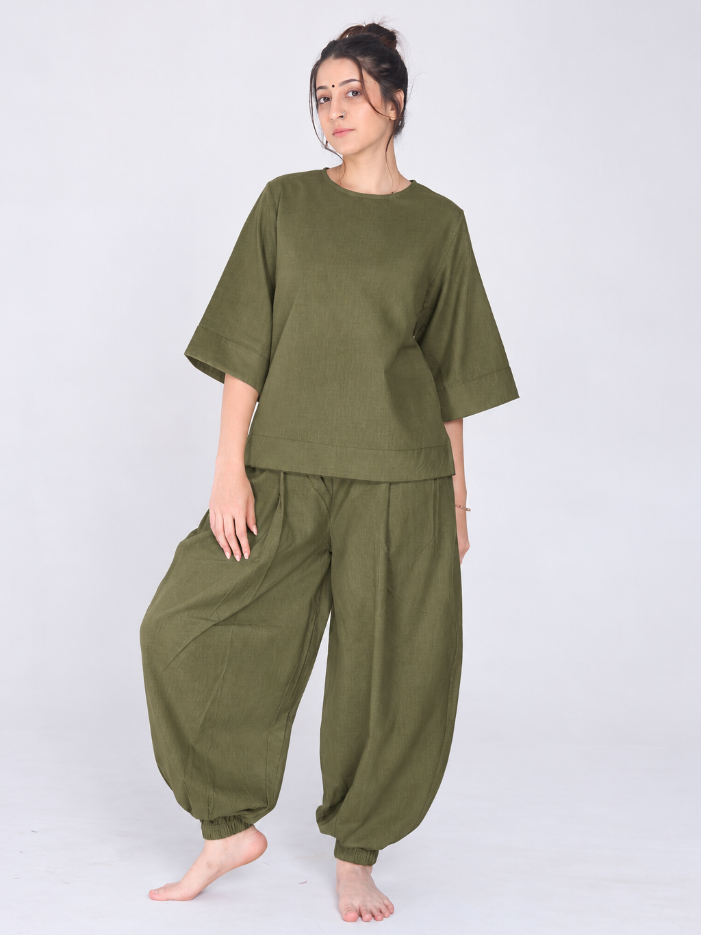 Shakti 2.0 Complete Women Cotton Yoga Set| Olive