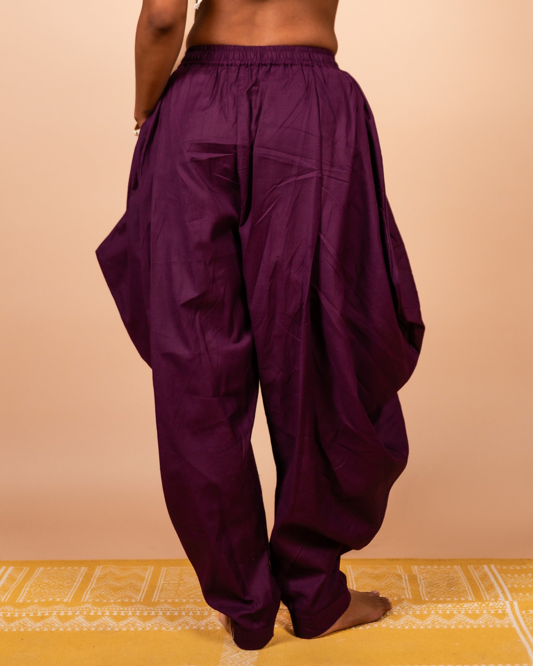 Unisex Cotton Dhoti Yoga Pants- Plum | Sutra