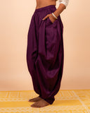 Unisex Cotton Dhoti Yoga Pants- Plum | Sutra