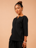 Cotton Yoga Top for Women- Black | Aarohi