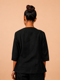 Cotton Yoga Top for Women- Black | Aarohi