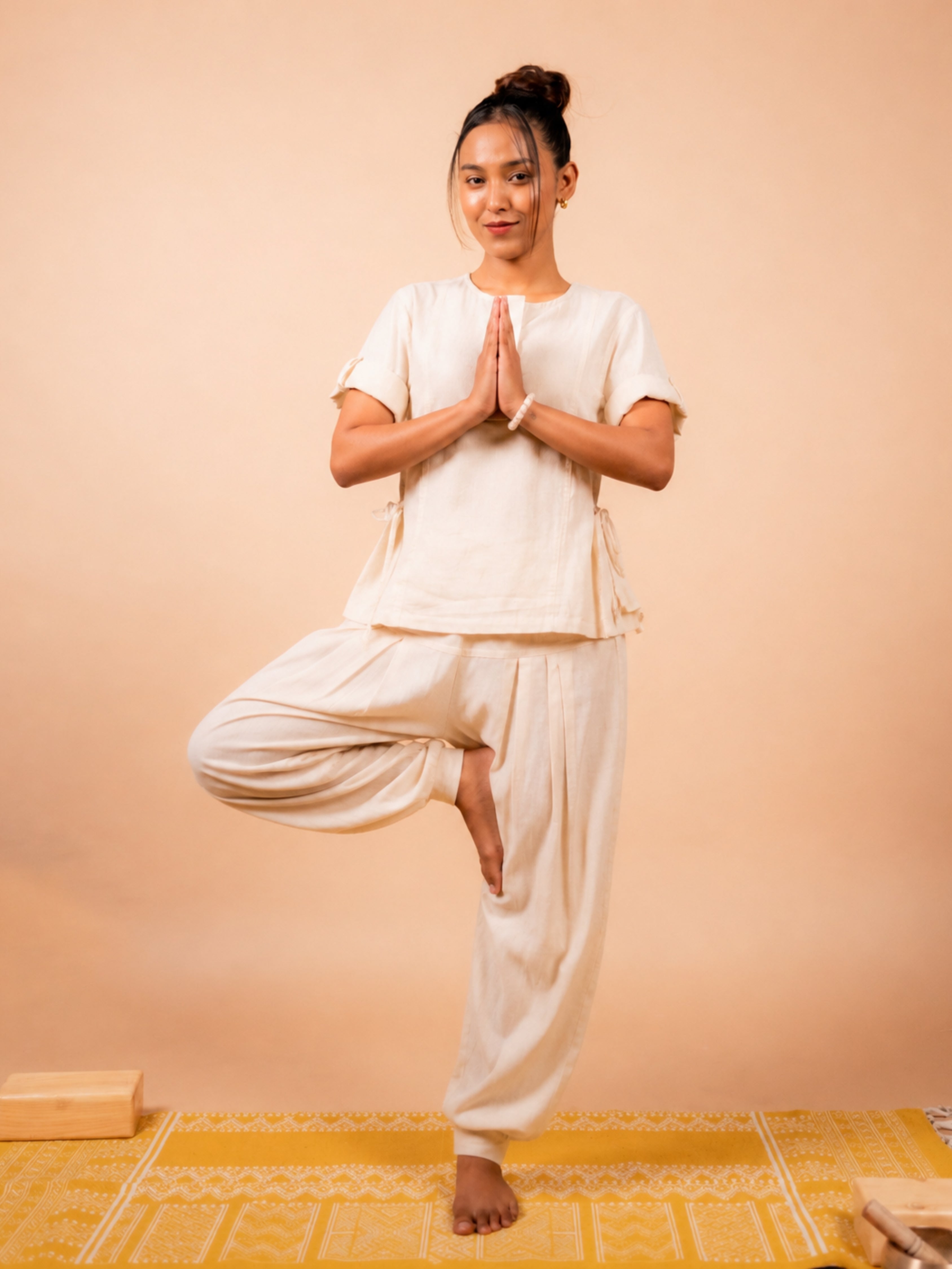 Cotton Yoga Salwar Pants for Women- Off White | Ira