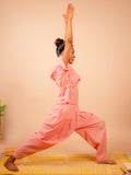 Cotton Yoga half Sleeves Top for Women- Peach | Ira