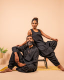 Unisex Cotton Dhoti Yoga Pants- Black | Sutra
