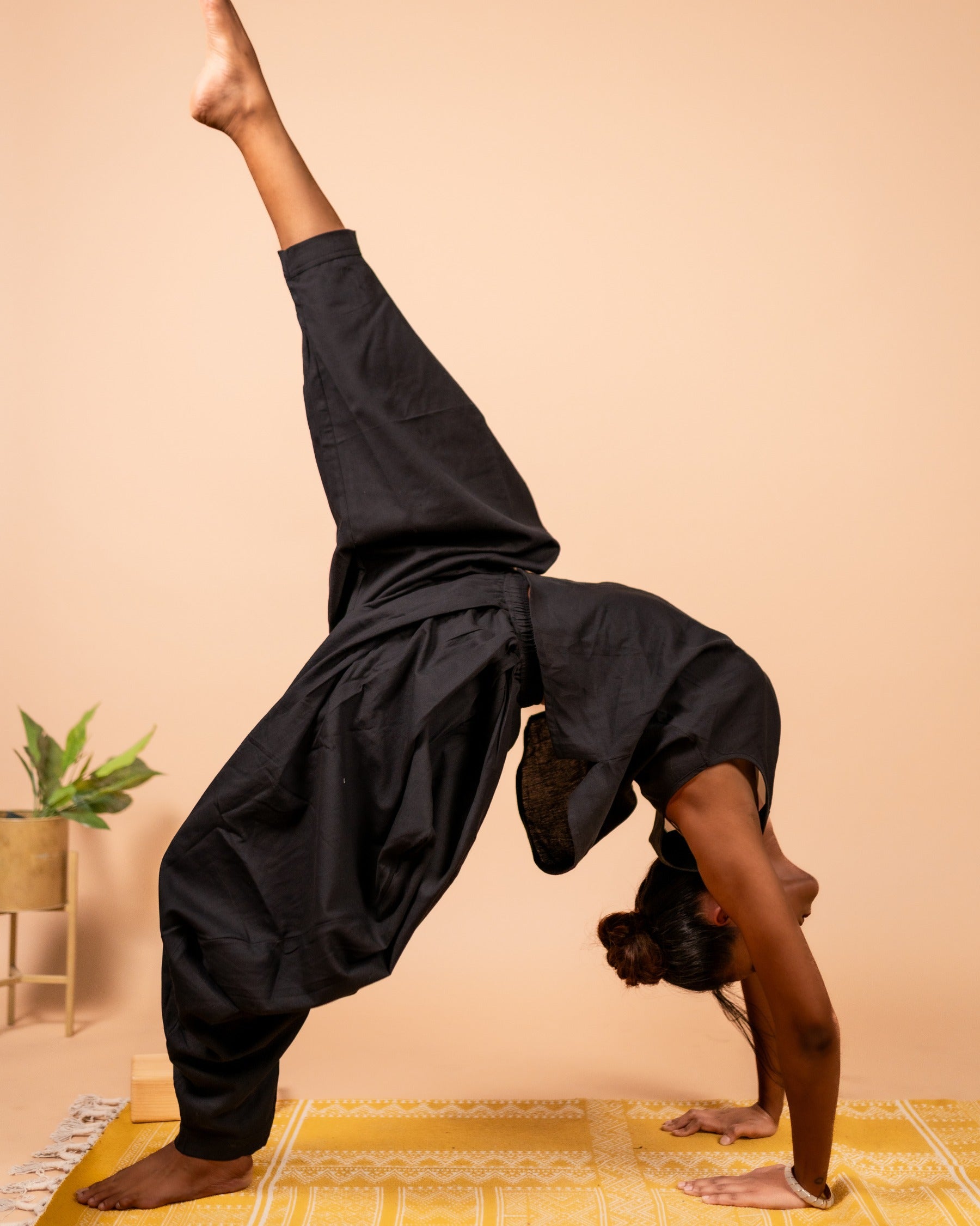 Unisex Cotton Dhoti Yoga Pants- Black | Sutra