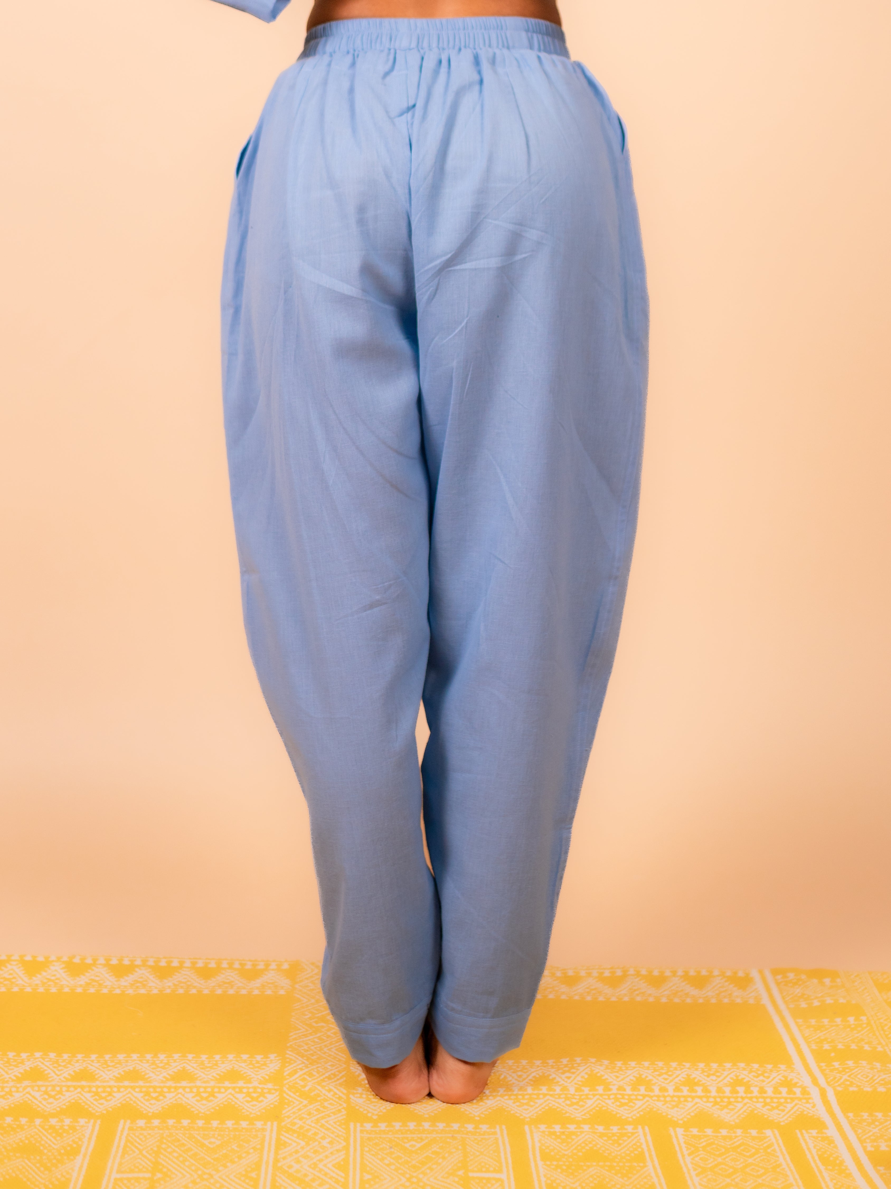 Cotton Yoga Baggy Pants for Women- Powder Blue | Aarohi