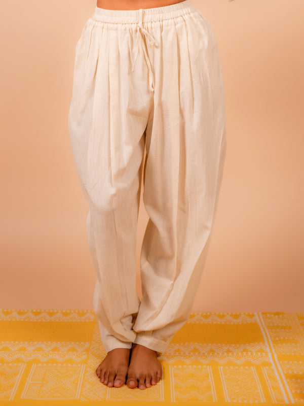 Cotton Yoga Baggy Pants for Women- Off White | Aarohi