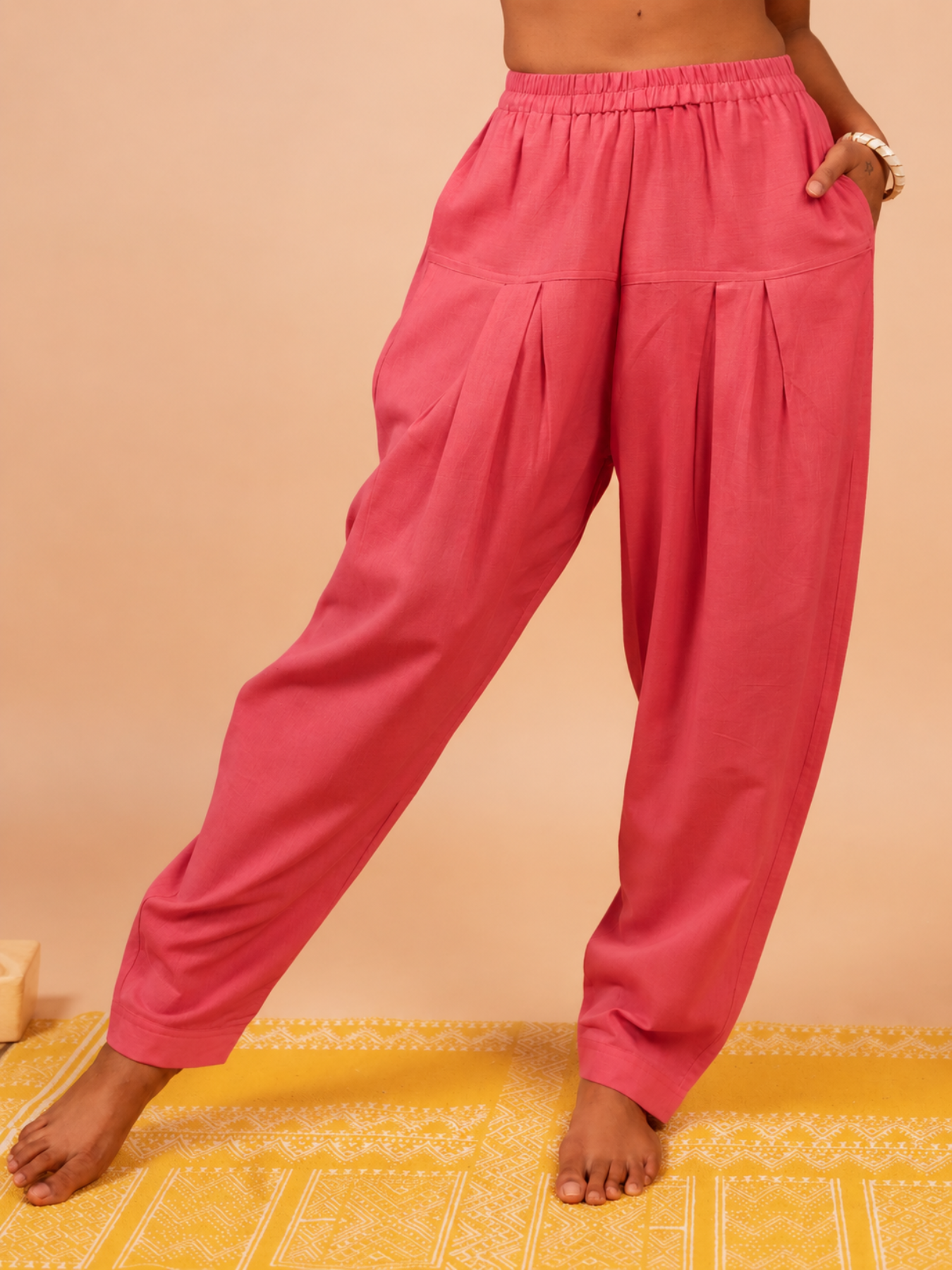 Cotton Yoga Baggy Pants for Women- Dusky Pink | Ira