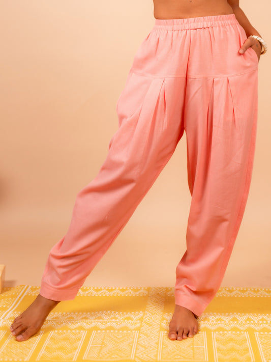 Cotton Yoga Salwar Pants for Women- Peach | Ira