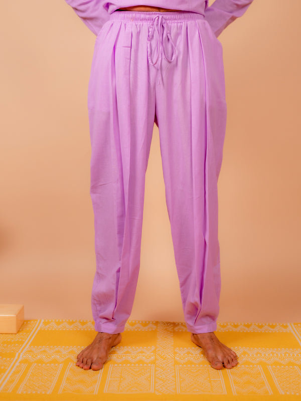 Cotton Yoga Pleated Pants for Men- Lavender | Tejas