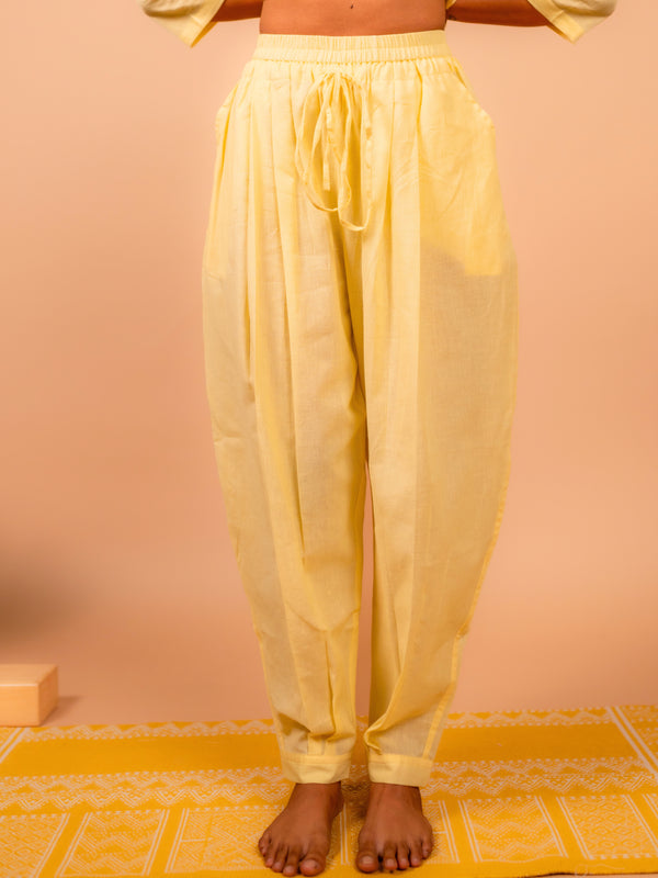 Aarohi Women Cotton Yoga Baggy Pant | Butter Yellow