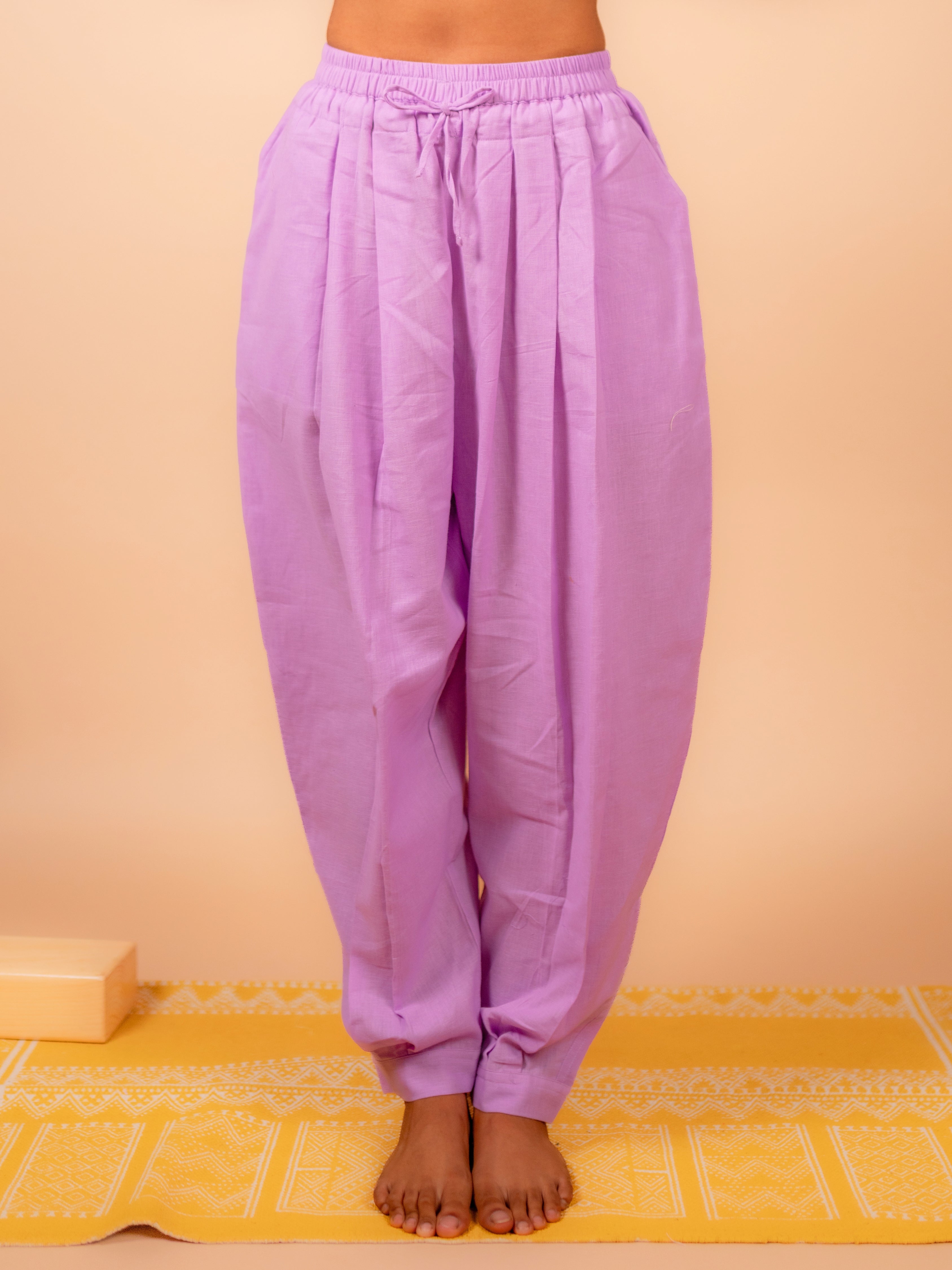 Cotton Yoga Baggy Pants for Women- Lavender | Aarohi