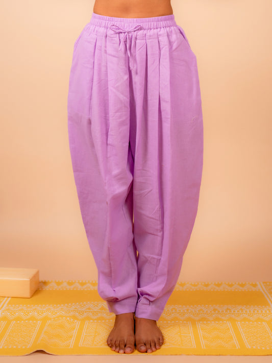Cotton Yoga Baggy Pants for Women- Lavender | Aarohi