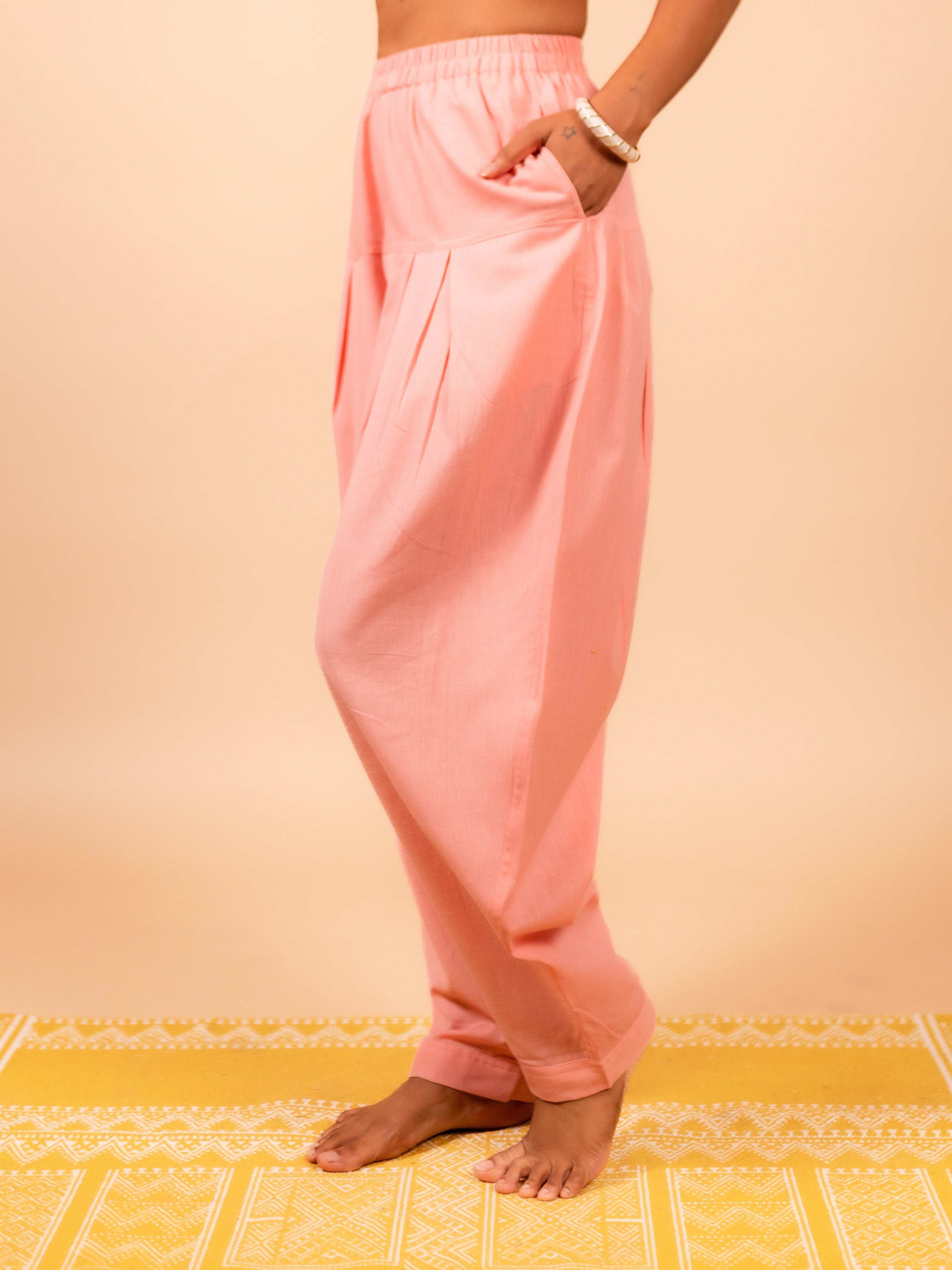 Cotton Yoga Co-ord Set for Women- Peach | Ira