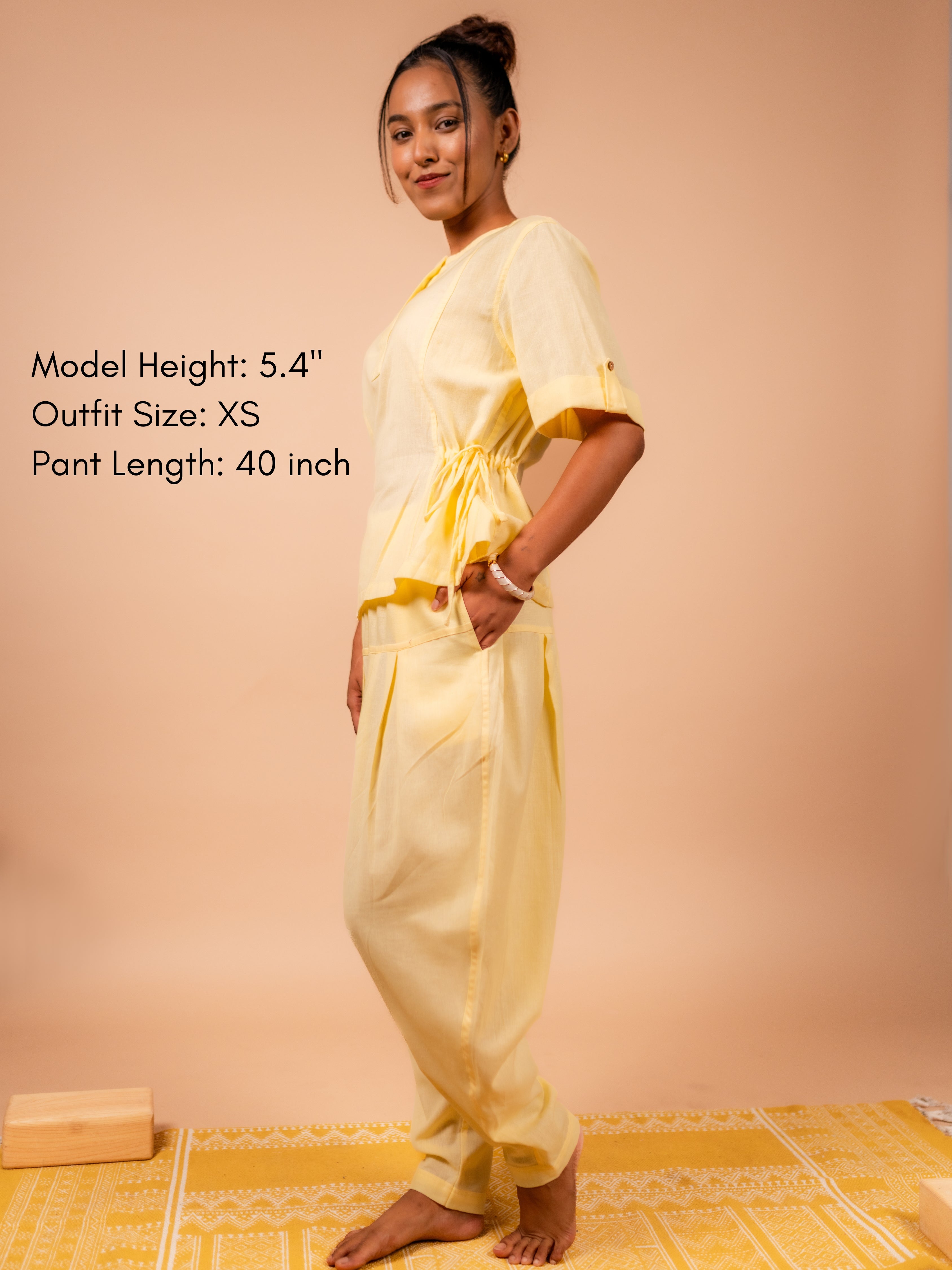 Cotton Yoga Salwar Pants for Women- Butter Yellow | Ira