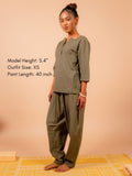 Cotton Yoga Kurta Top for Women- Olive Green | Aarohi