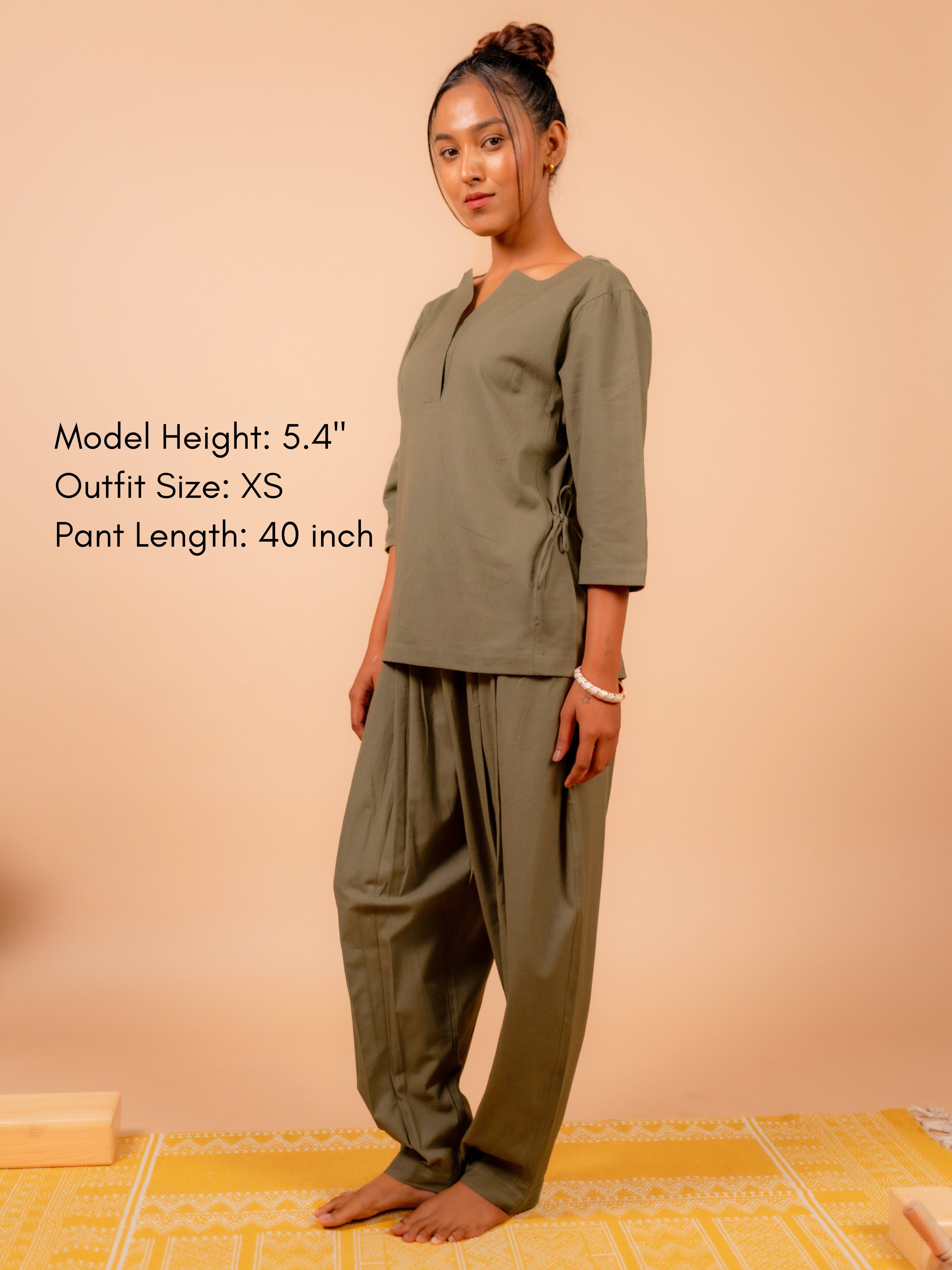 Cotton Yoga Baggy Pants for Women- Olive Green | Aarohi
