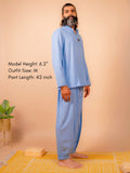 Cotton Yoga Pleated Pants for Men- Powder Blue | Tejas