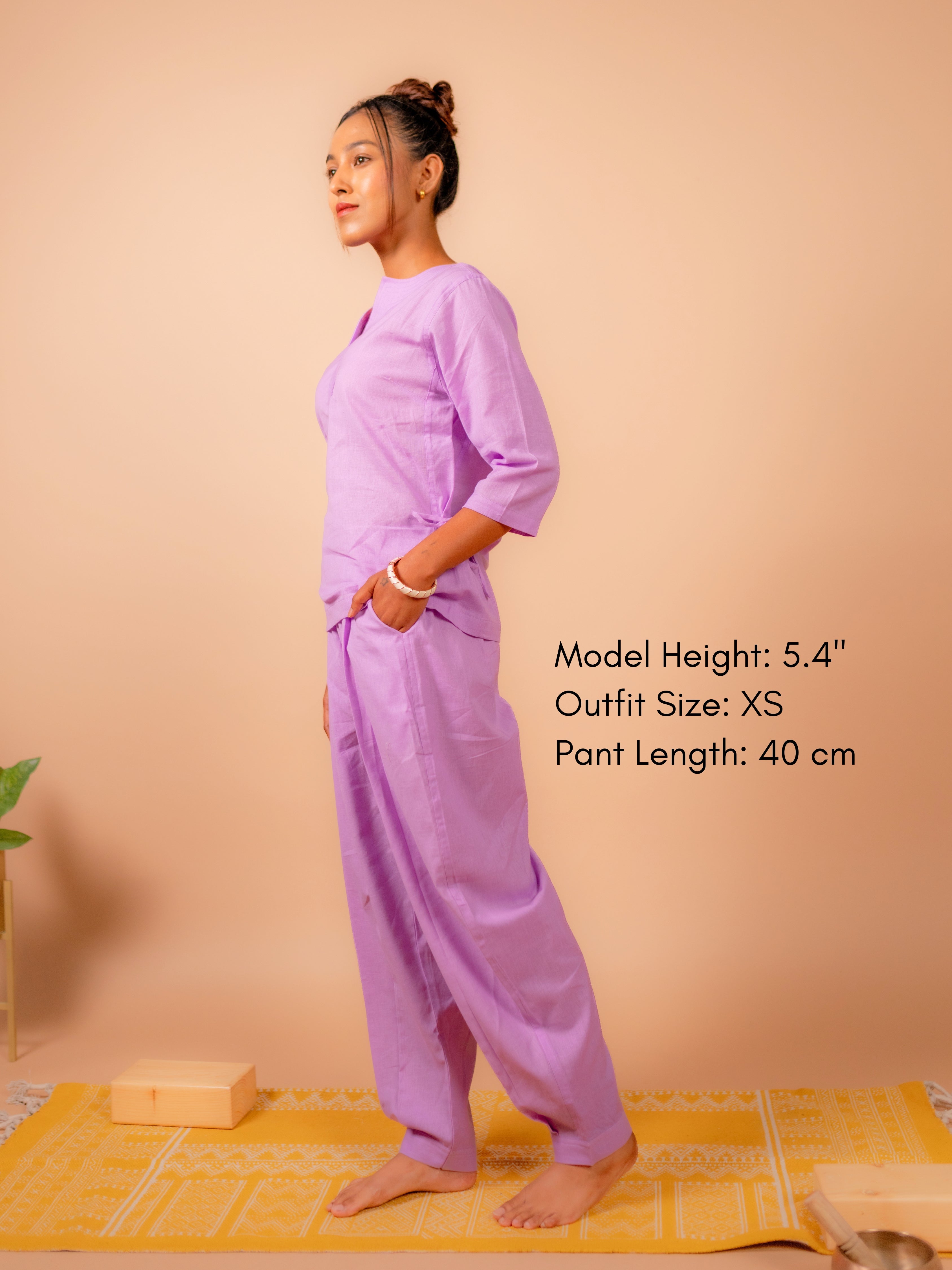 Cotton Yoga Baggy Pants for Women- Lavender | Aarohi