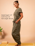 Cotton Yoga Salwar Pants for Women- Olive Green | Ira