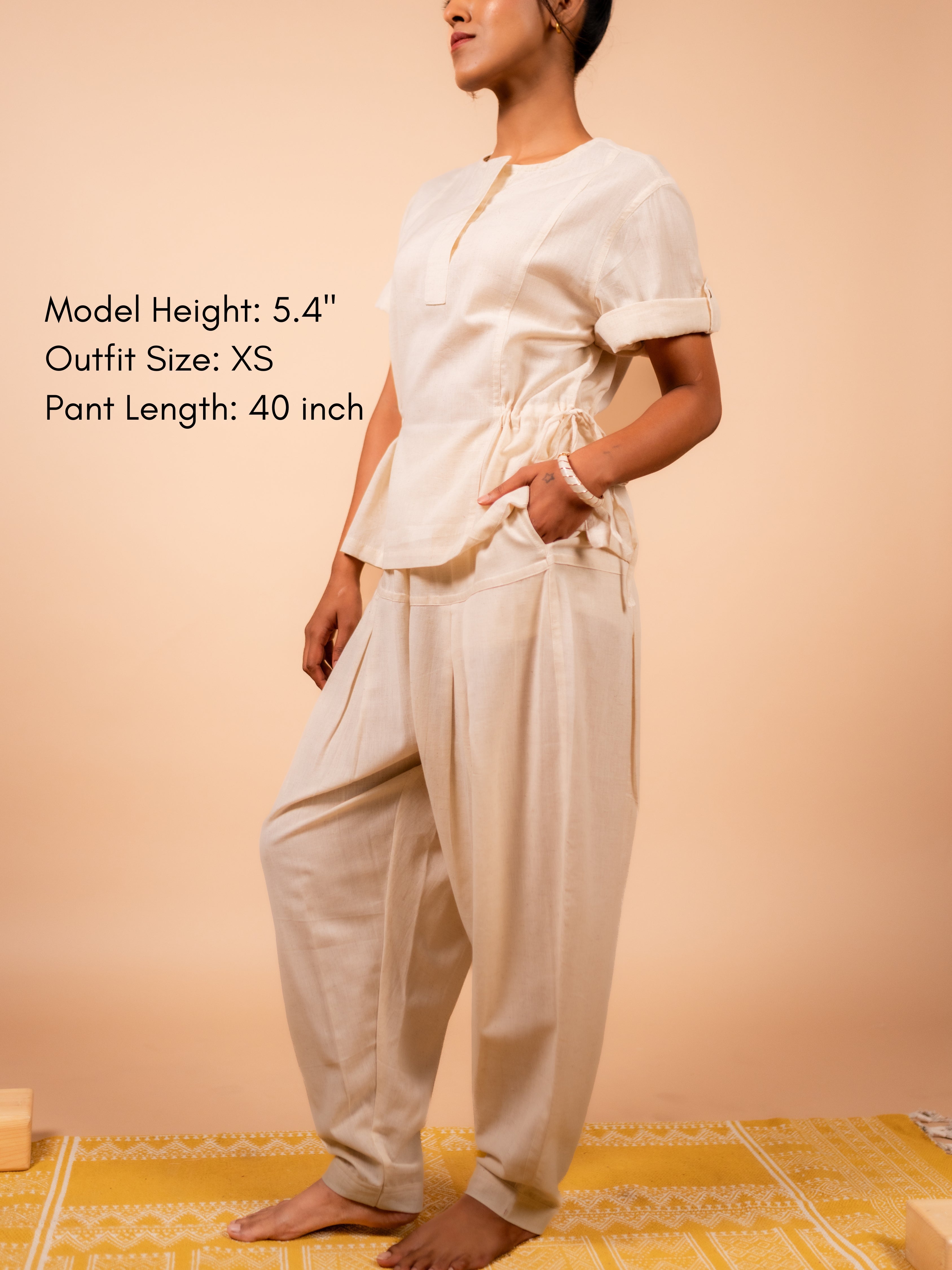 Cotton Yoga Salwar Pants for Women- Off White | Ira
