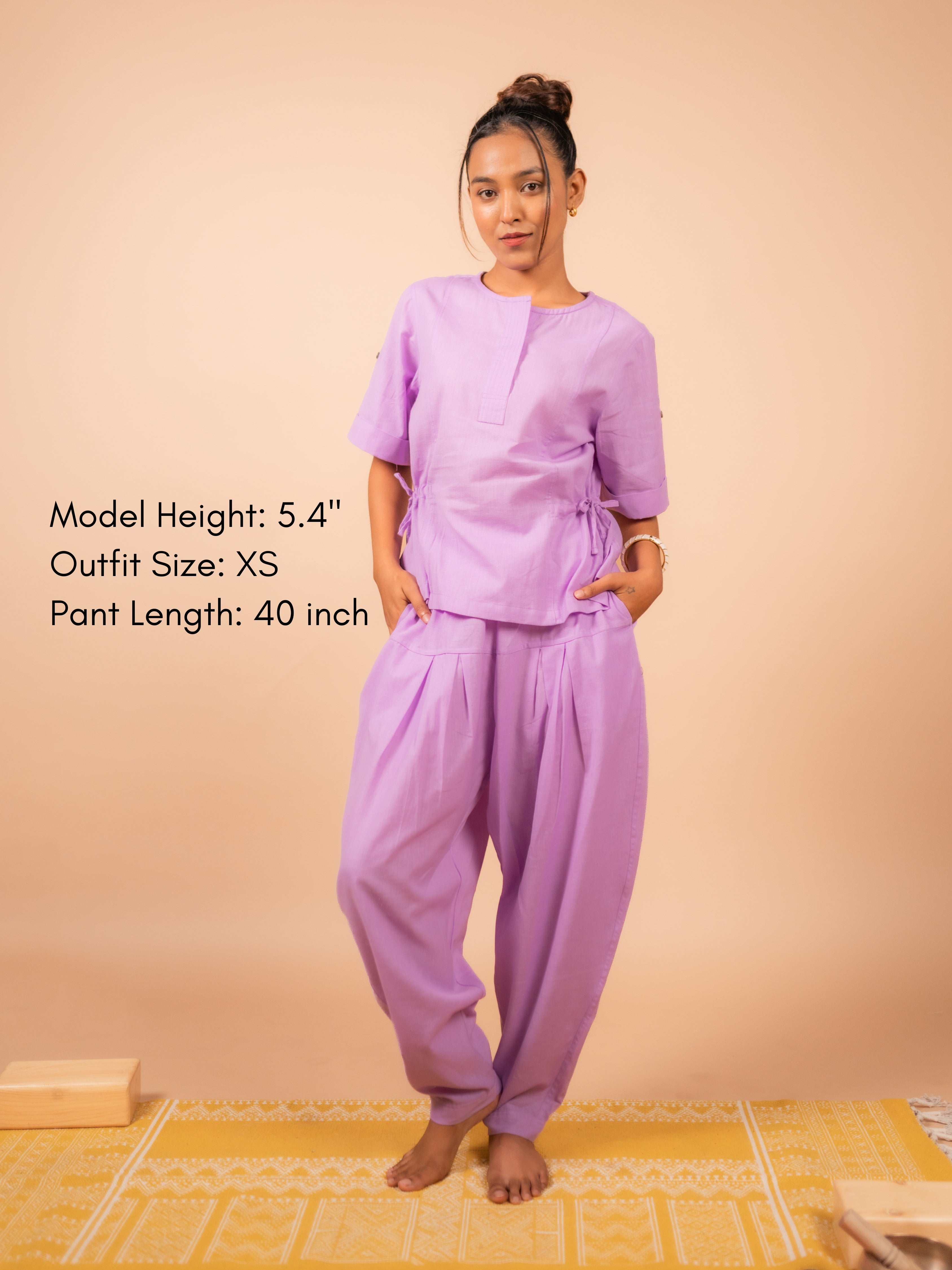 Cotton Yoga half Sleeves Top for Women- Lavender | Ira