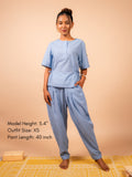 Cotton Yoga Co-ord Set for Women- Powder Blue | Ira