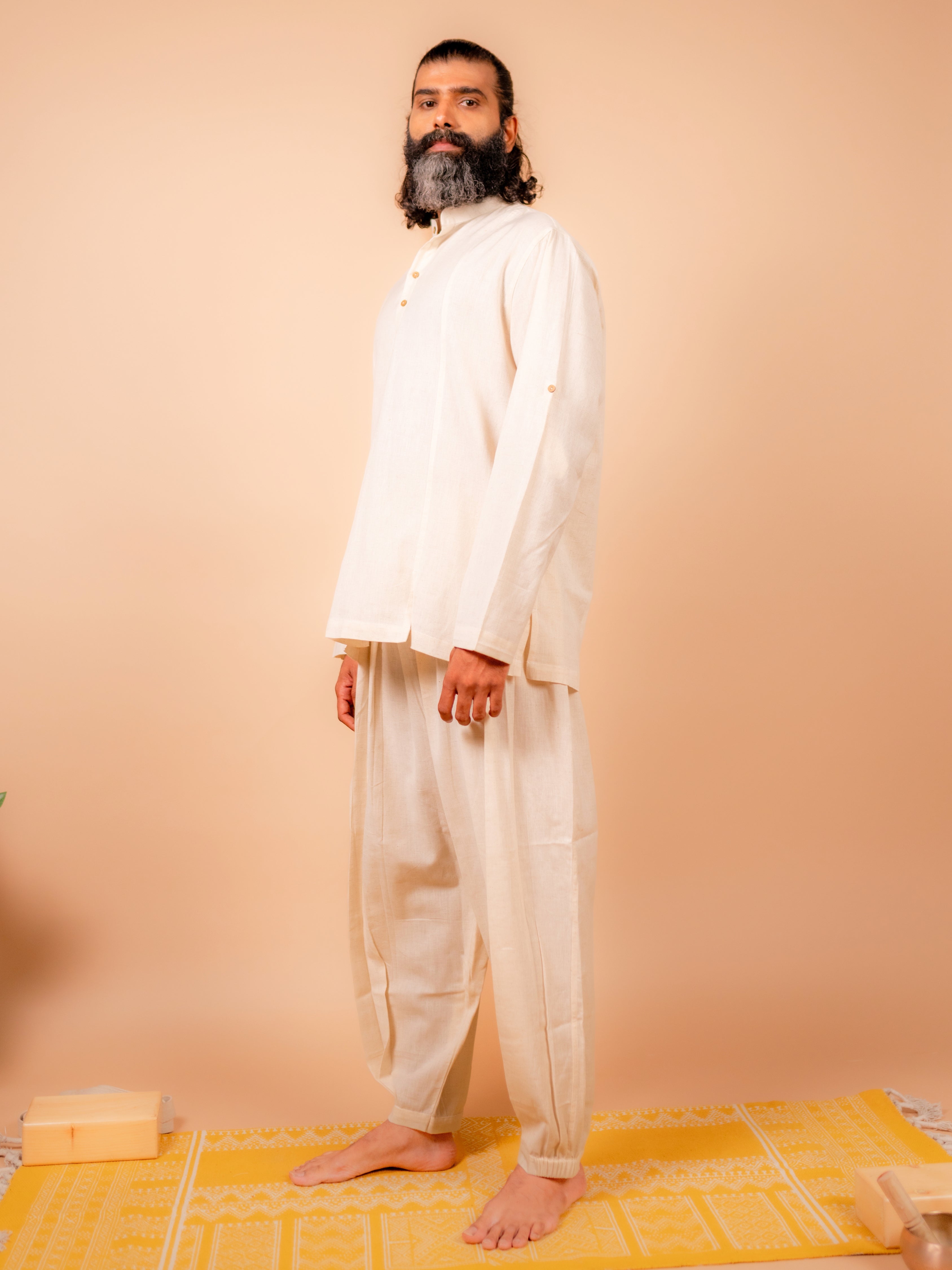 Cotton Yoga Set for Men- Off White | Tejas